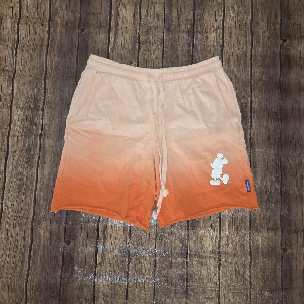 Disney Spirit Jersey Ombre Shorts Womens Orange S Fleece High Rise 7" Inseam